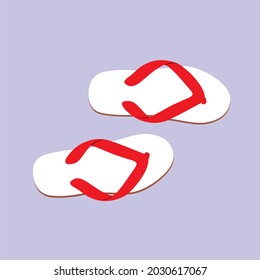 White flip flops with red laces