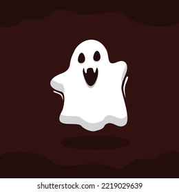 white floating ghost illustration vector with Helloween theme, doodle art, icon cute , horror theme, stock icon vector