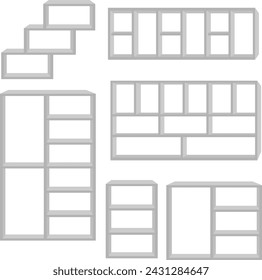 White Floating shelves on a white wall background
