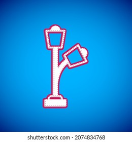 White Floor lamp icon isolated on blue background.  Vector