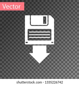 White Floppy disk backup icon isolated on transparent background. Diskette sign. Vector Illustration