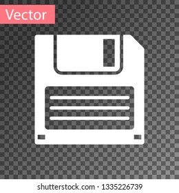White Floppy disk for computer data storage icon isolated on transparent background. Diskette sign. Vector Illustration