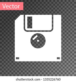 White Floppy disk for computer data storage icon isolated on transparent background. Diskette sign. Vector Illustration