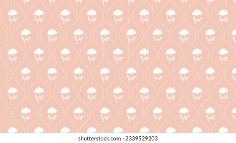 White flora on pink ikat seamless pattern, Horizontal traditional seamless geometric pattern, , Aztec style, embroidery, abstract, vector, design illustration for texture, fabric, print