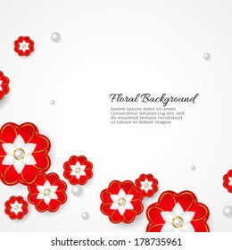 White floral 3d background. Vector.
