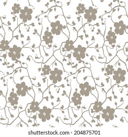 White floral abstract background. Vector seamless pattern