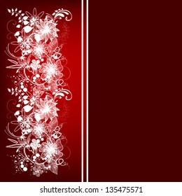 white floral abstraction on a red background