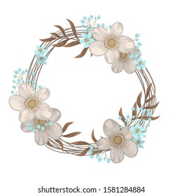 White floral background flower border