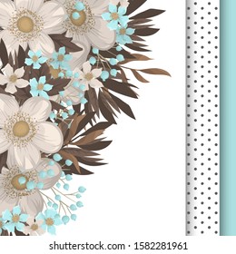 White floral background flower border