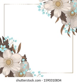 White floral background flower border