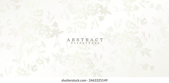 Fondo floral blanco. Patrón de lujo, decoración de silueta de flores. Plantilla de Vector para la cubierta del folleto, Plantilla de invitación, tarjeta de boda, Cupón elegante.