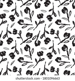 White Floral Brush Strokes Seamless Pattern Stock Vector (Royalty Free ...