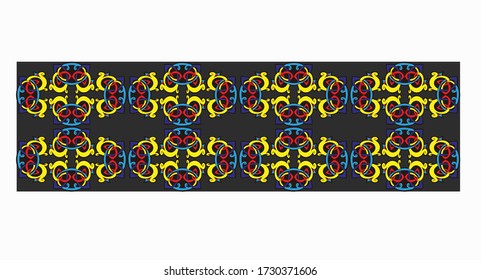 White floral and celtic ornaments or borders on black background for vintage and decoration design