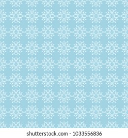 White floral design on blue background. Seamless ornament for textile and wallpapers
