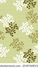 Design floral branco no fundo verde-oliva. Padrão perfeito para papéis de parede e têxteis