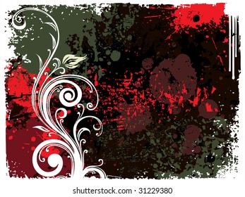 white floral design with texture background