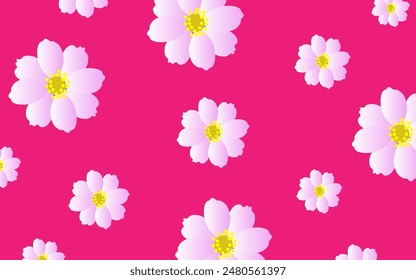 Patrón de tela floral blanca sobre un fondo rosa Hermosas flores para decorar ropa de moda.