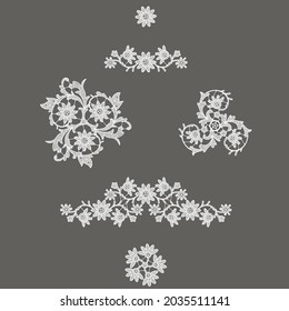 White floral Lace Clipart. Romantic Collections.