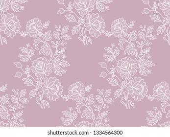 white floral lace pattern on a pink background