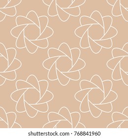 White floral ornament on beige background. Seamless pattern for textile and wallpapers