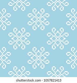 White floral ornament on navy blue background. Seamless pattern for textile and wallpapers
