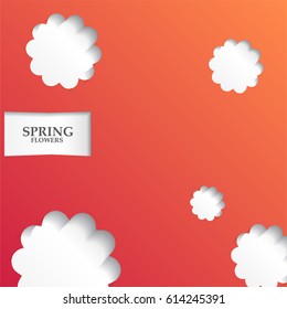 White floral paper background. Spring background with beautiful colorful flower. Vector illustration template.banners.Wallpaper.