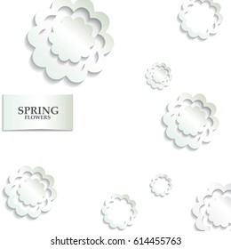 White floral paper background. Spring background with beautiful colorful flower. Vector illustration template.banners.Wallpaper.