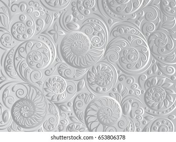  white floral pattern for coloring book in doodle style. Vector elements for design. Good for art therapy, zentangle-style meditation and design of wrapping and textile. 