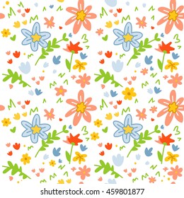 white floral pattern with flowers of rich colors