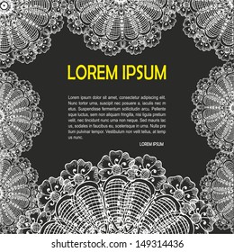 White floral pattern on a black background
