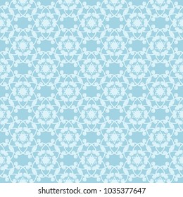 White floral pattern on blue background. Seamless ornament for textile and wallpapers
