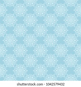 White floral pattern on blue background. Seamless ornament for textile and wallpapers