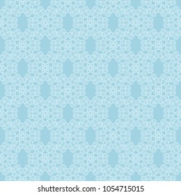 White floral pattern on blue background. Seamless ornament for textile and wallpapers