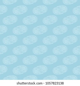 White floral pattern on blue background. Seamless ornament for textile and wallpapers