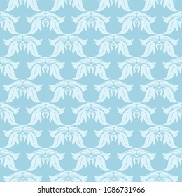 White floral pattern on blue background. Seamless ornament for textile and wallpapers