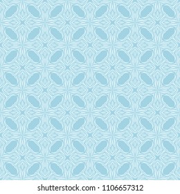 White floral pattern on blue background. Seamless ornament for textile and wallpapers