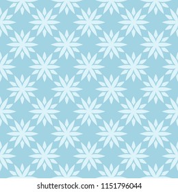 White floral pattern on blue background. Seamless ornament for textile and wallpapers