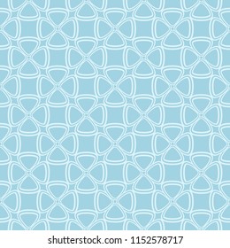 White floral pattern on blue background. Seamless ornament for textile and wallpapers