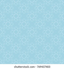 White floral pattern on blue background. Seamless ornament for textile and wallpapers