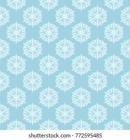 White floral pattern on blue background. Seamless ornament for textile and wallpapers