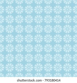 White floral pattern on blue background. Seamless ornament for textile and wallpapers