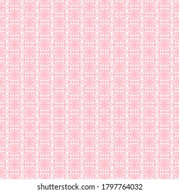 Patrón floral blanco sobre un fondo rosado. Textura de papel pintado sin inconvenientes. Ideal para telas, cubiertas, estampados, carteles y tapices. Fondo de imagen del vector