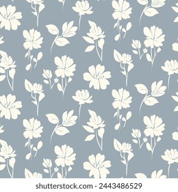 White floral pattern seamless trendy isolated