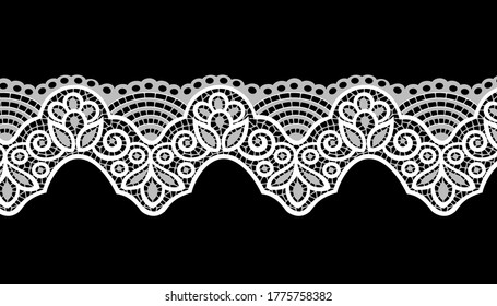 White Floral Pattern Trim Lace Ribbon for Decorating