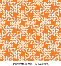 White floral seamless pattern on orange background