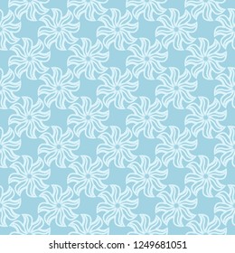 White floral seamless pattern on blue background