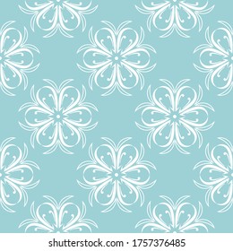 Patrón blanco floral sin soldadura sobre fondo azul. Ilustración del vector
