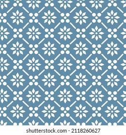 Patrón floral blanco sin soldadura sobre fondo azul.Patrón floral sin soldadura con flores petite.Fondo de los patrones de potencia floral retro de los años 70
