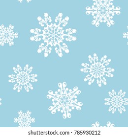 White floral seamless pattern on blue background