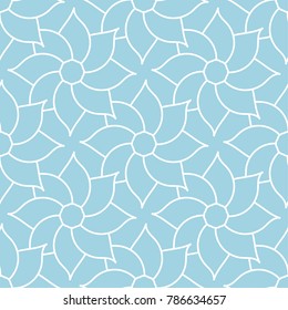 White floral seamless pattern on blue background
